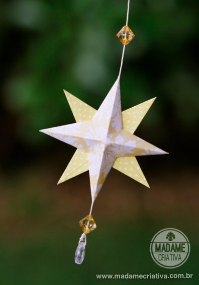 Como fazer estrela 3D de Papel -Estrela de 8 pontas - Dicas de como fazer - passo a passo com fotos - DIY Paper Star - How to tutorial with pictures - Madame Criativa - www.madamecriativa.com.br