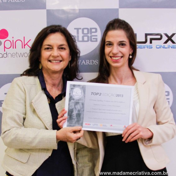 Prêmio Top Blog: Madame Criativa é eleita como segundo melhor Blog do Brasil na categoria Casa e Decoração - Top Blog Awards Brasil