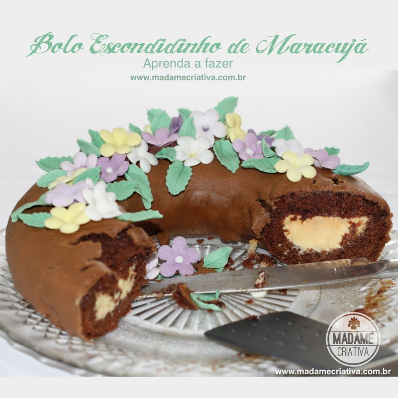 Receita bolo escondidinho de maracujá - Dicas de como fazer -How to make chocolate cake with passion fruit  filling Recipe - DIY - Madame Criativa - www.madamecriativa.com.br