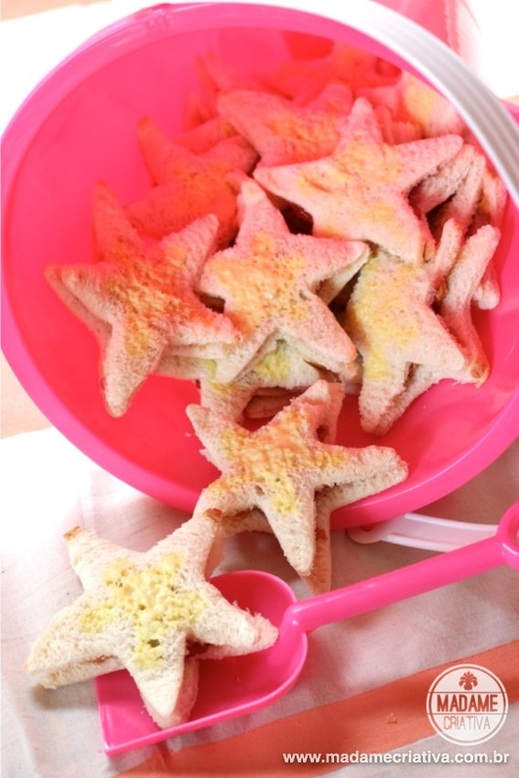 Crab and star shaped sandwiches for kids - Sanduíches divertidos para festas infantis - Festa de criança tema fundo do mar