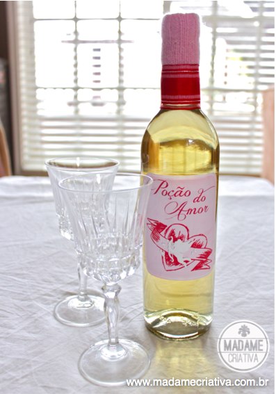 Poção do amor - Rótulo personalizado para Vinho do dia dos Namorados - Valentine's wine bottle